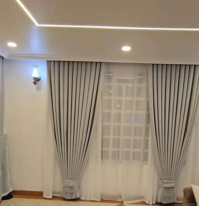 Elegant Neutral Beige Curtains with Sheer Inner Panels image 2