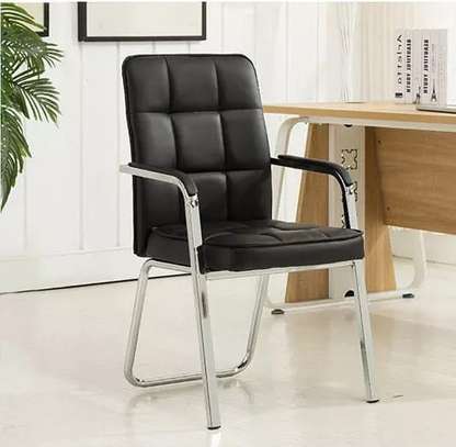 Modern Black Leather Visitor Chair image 2