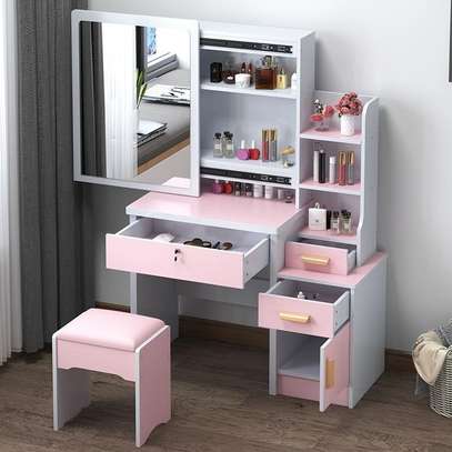 Dressing Table; White Dressing Table With Stool image 2