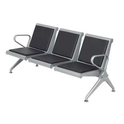 3 Seater Black Padded Reception Bench image 12