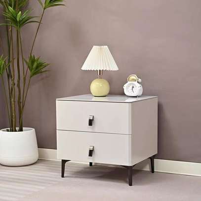 Modern White Bedside Table with 2 Drawers image 3