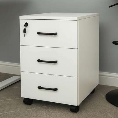 White 3 Drawer Wooden Pedestal Cabinet image 10