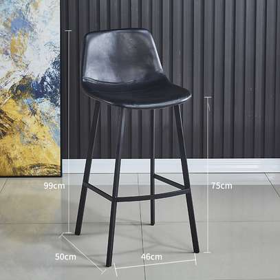 Barstool: Metal High Leg Barstool With Leather Padding image 5