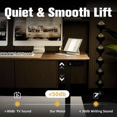 Office Desk: Adjustable Electric, Rustic Finish, Workstation image 6