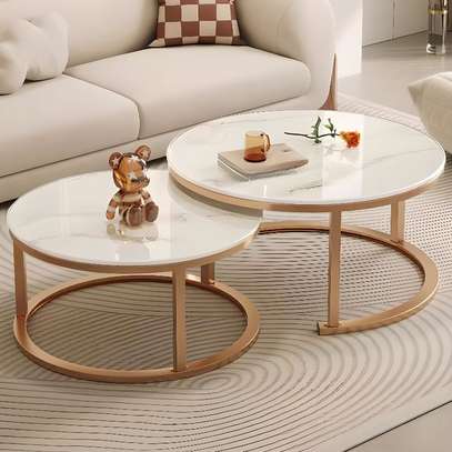 Coffee Tables: Home Office Marble Top Coffee Table image 5