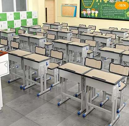 Adjustable Student Desk & Chair Set with Storage Shelf image 2
