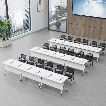White Modern Foldable Conference Office Table image 5