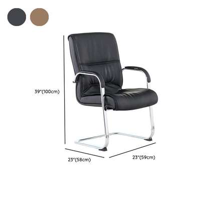 Office Chairs: Non-Rolling Leather High-back Office Chair image 4