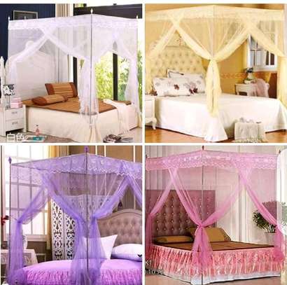 Elegant Pink Four-Poster Bed Canopy Double Size image 2
