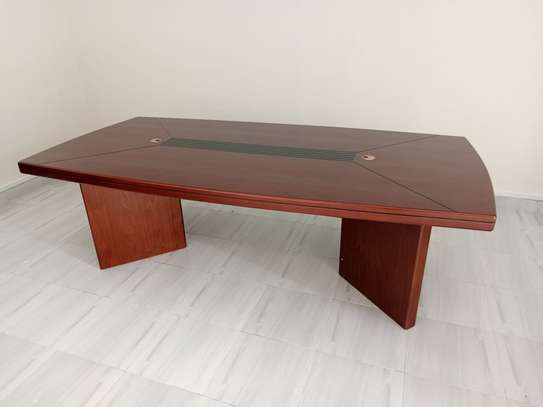 Office Table; 2000mm Mahogany Upholstery Boardroom table image 3