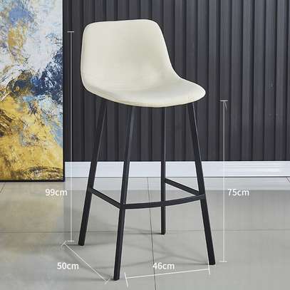 Barstool: Metal High Leg Barstool With Leather Padding image 2