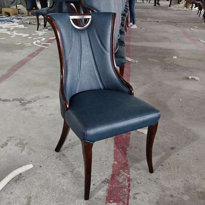 Wood Base Leather Dining Chair image 5