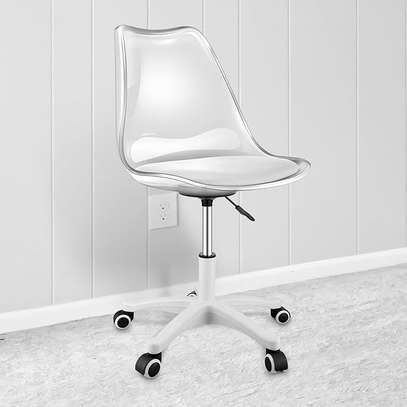 Swivel Eames Plastic White Chair image 6