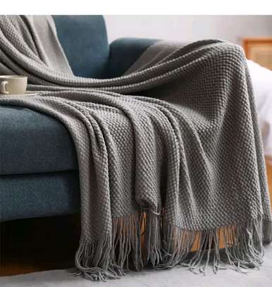 Knitted tassel throw blankets image 7