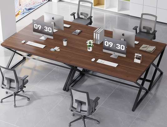 Office table: 1.4m table with Metallic Legs & Wooden Top image 2
