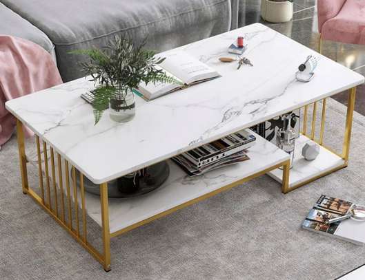 Coffee Table; Top Marble Coffee Table in Tabaka image 3