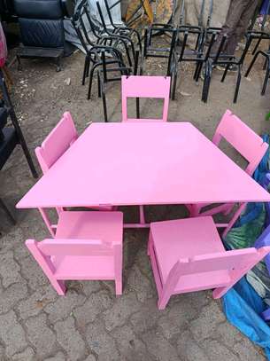 Colorful Kids Table Set Hexagonal 6 Chairs Foldable image 11