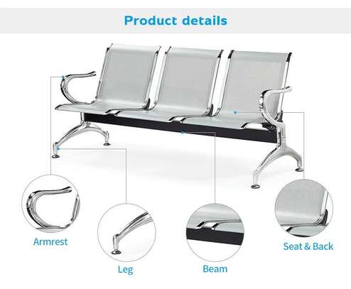 3 Seater Non Padded Waiting Bench image 2
