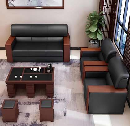 Leather 5 Seater Waiting Office Sofa image 11