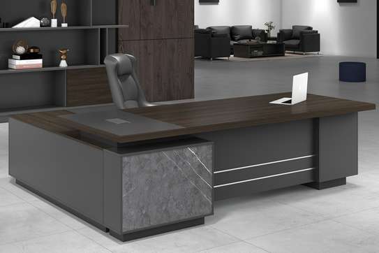 Office Desk: 180CM Luxurious Dark Wood Office Desk image 4