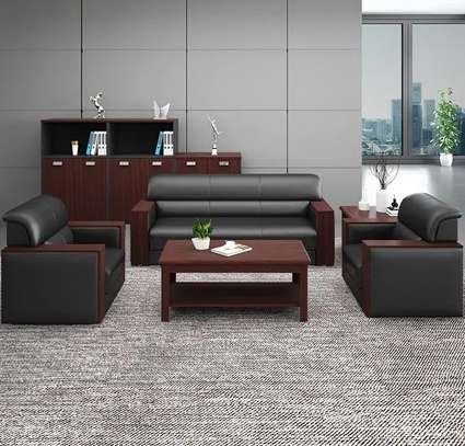Leather 5 Seater Waiting Office Sofa image 5