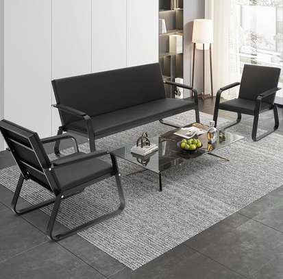 Leather Reception 5 Person Office Sofa image 10