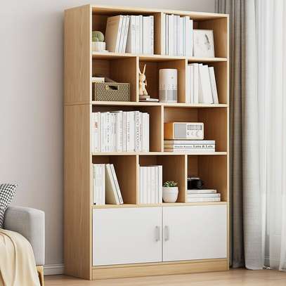 Wooden Bookshelf Walnut Finish 4 Shelves Cabinet image 3