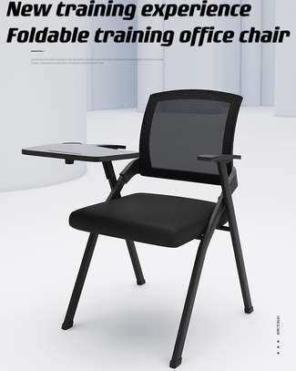 Office Chair: Black Foldable Training Study Chair image 2