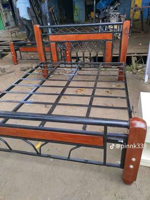 Quality and durable metallic beds with wooden finish image 2