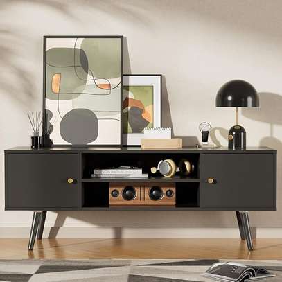 Modern  TV Stand with Cabinets & Shelves image 2