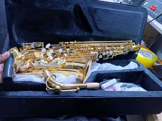 Saxophone Alto Doré Brillant avec Étui et Accessoires image 3