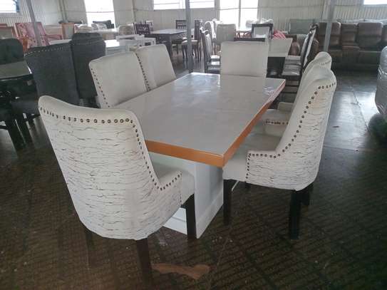 Elegant 6-Seat White Oval Dining Table Set image 3