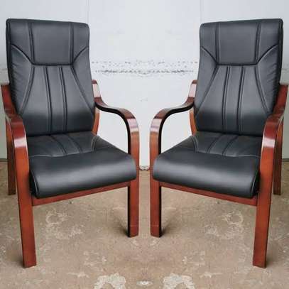 Ergonomic Office Chair Black Faux Leather image 3