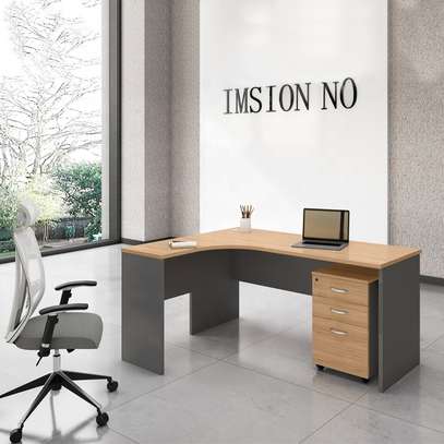 Office Desk: 120cm Home Study Curved Table With Drawers image 4