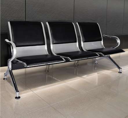 3 Person Leather Reception Office Bench image 8