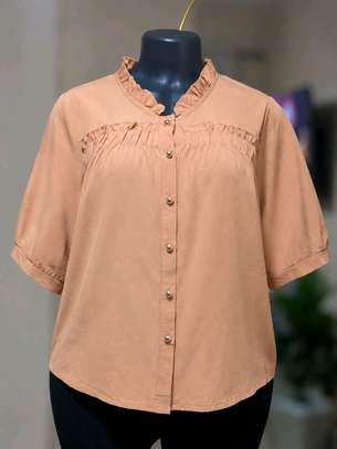 Elegant Ruffle Neck Button-Up Blouse image 2