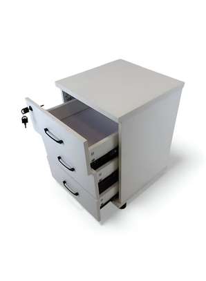 White 3 Drawer Wooden Pedestal Cabinet image 8