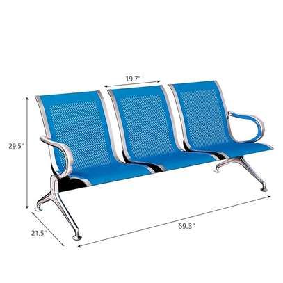 3-Seater Steel Hospital Reception Quest Bench image 2