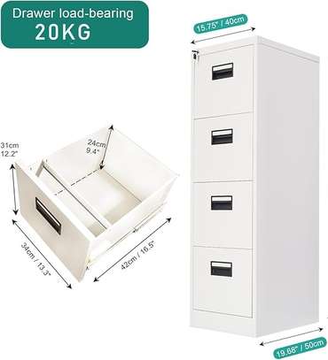 Office Cabinet:  Modern White Lockable 4-Tier Cabinet image 5