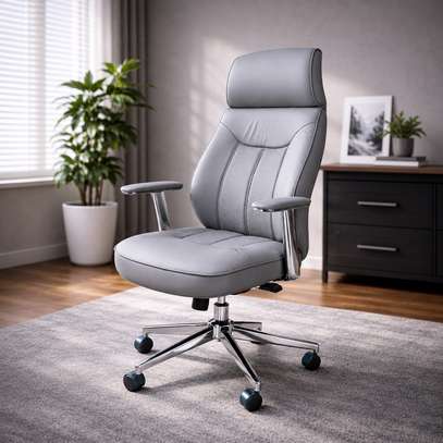 Office Chair; Grey Leather Office Chair image 15