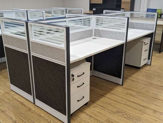 Office Desk: Grey 4-Person Office Workstation image 6