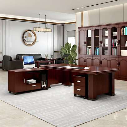 2 M L Shaped Mahogany Executive Office Desk image 3