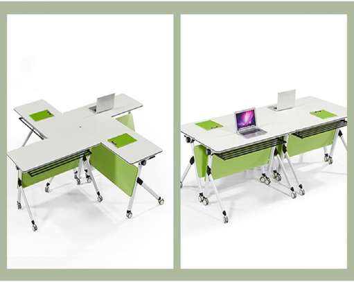 Folding Table: Pull-out Desk With Privacy Flaps, White image 8