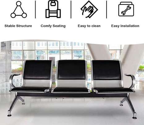 3 Person Leather Reception Office Bench image 5