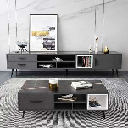 Modern  TV Stand with Cabinets & Shelves image 7