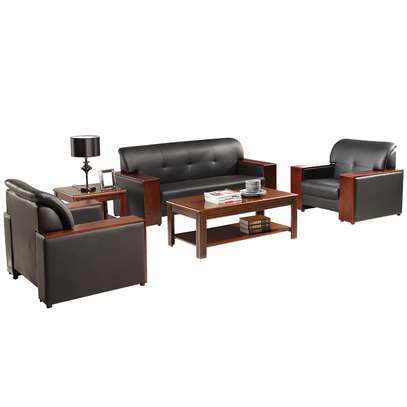 Office Sofa: 5 Seater Black Office Sofa In Mummius image 4