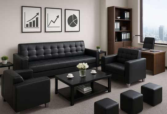5 Seater Leather Reception Office Sofa image 2