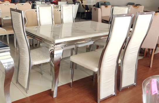 Dining Tables : 6 Seater Marble Top Dining Table image 6