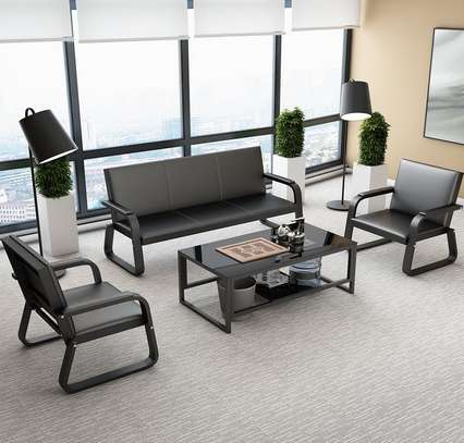 Leather Reception 5 Person Office Sofa image 14