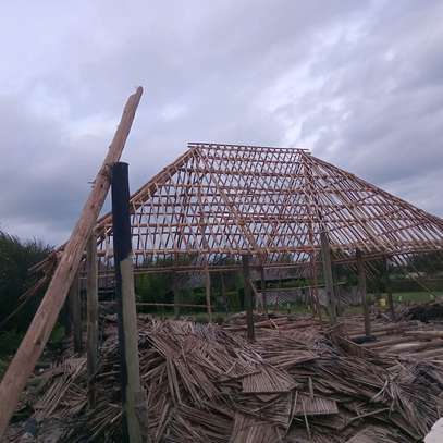 Natural Thatch Gazebo Wooden Poles Spacious Shade image 8